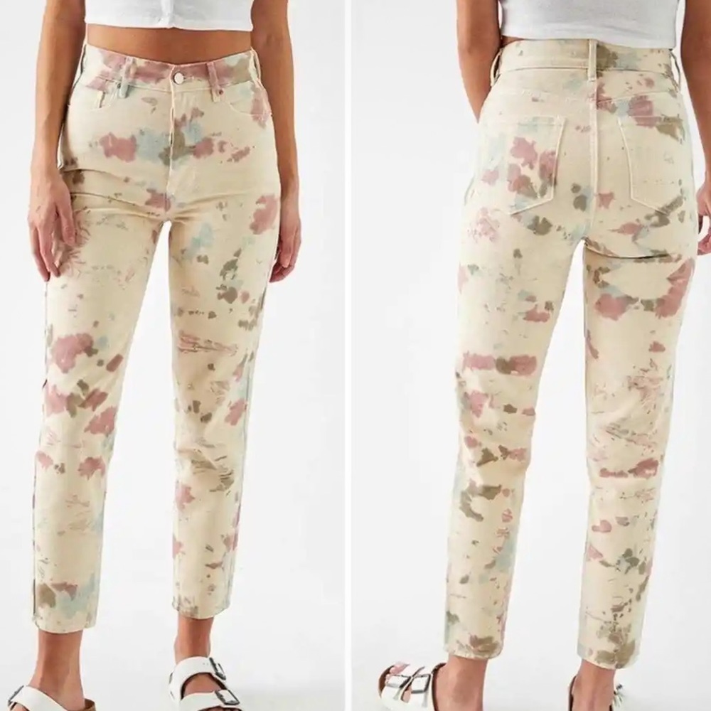 PacSun Women 27 Tie Dye Denim Button Fly Ultra High Rise Slim Fit Jeans